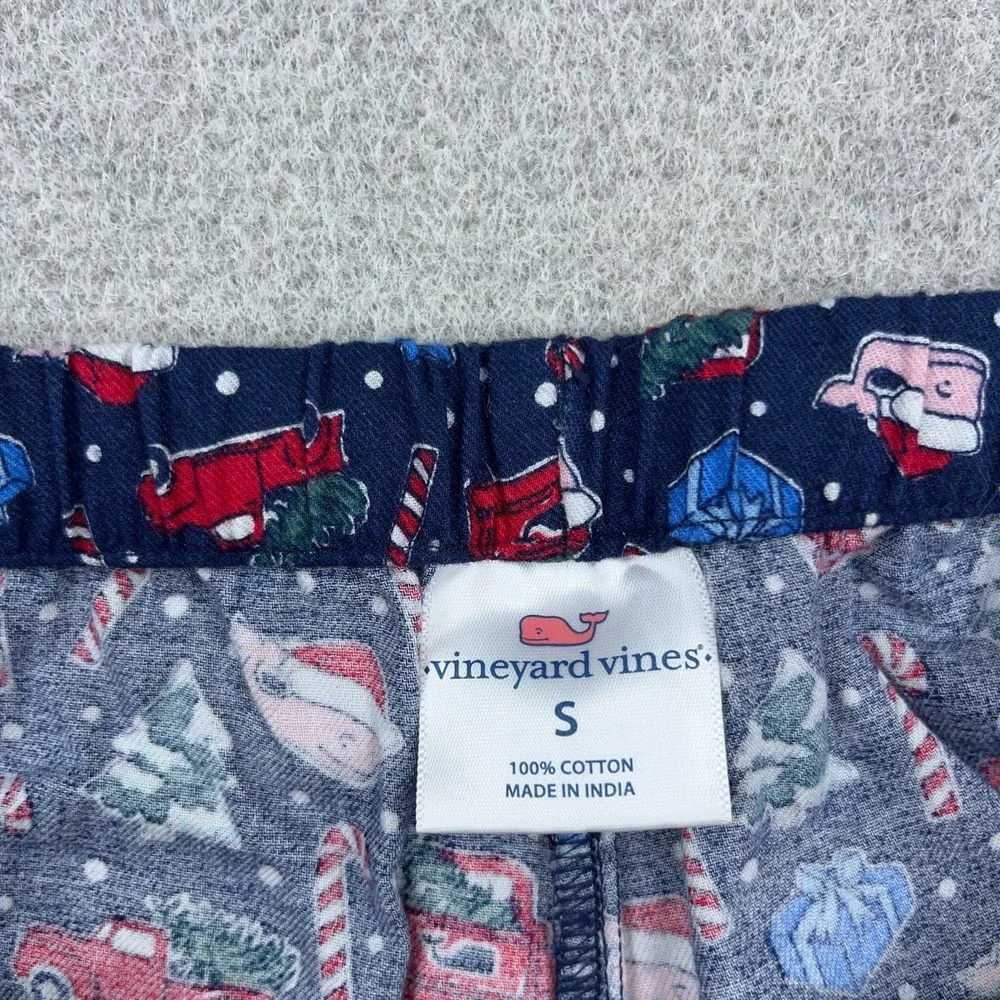 Vineyard Vines Christmas Pajamas Men Small Navy Blue Santa Whales Adult
